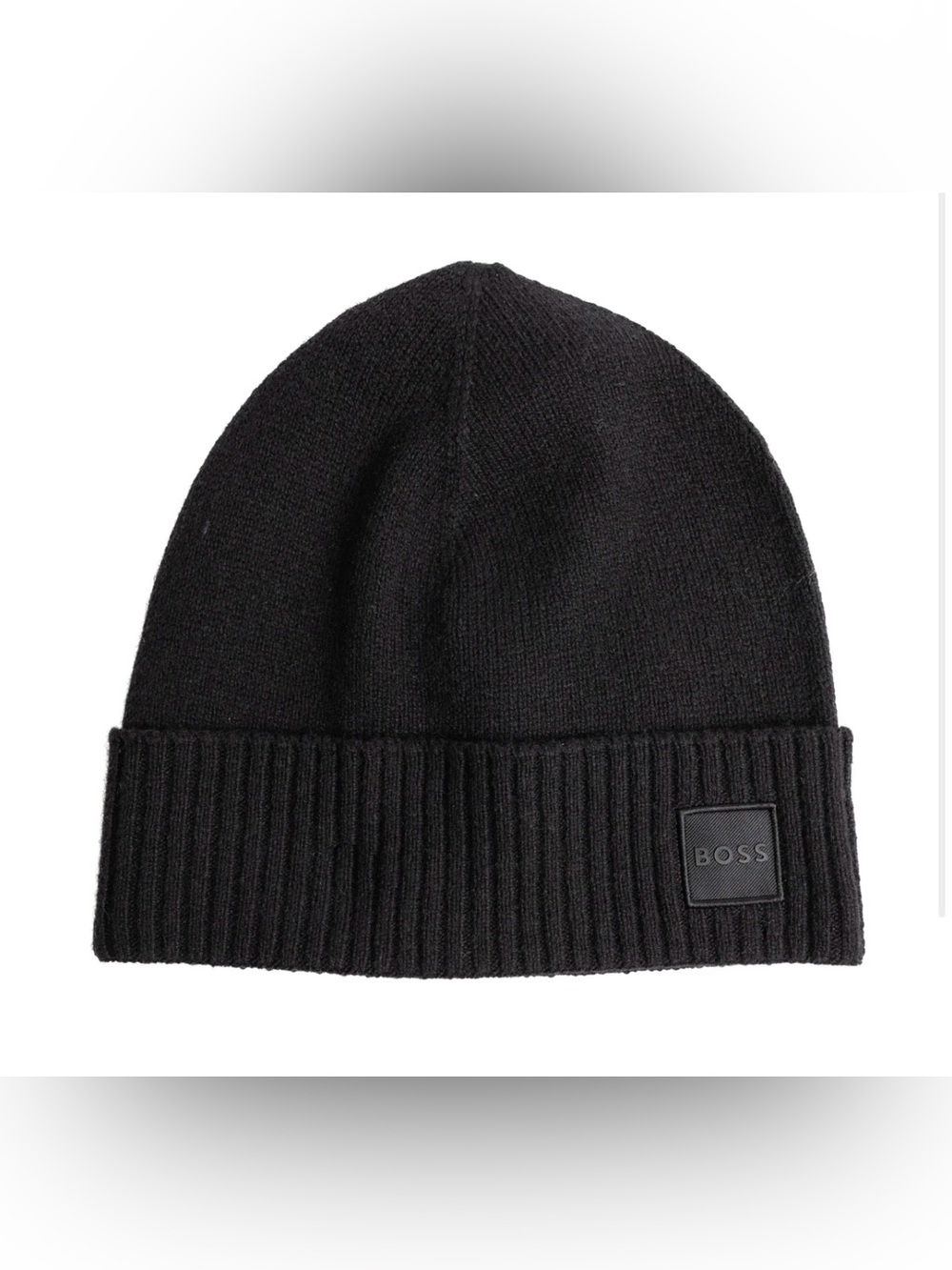 100% Authentic BOSS Men's Black Knit Beanie NWT